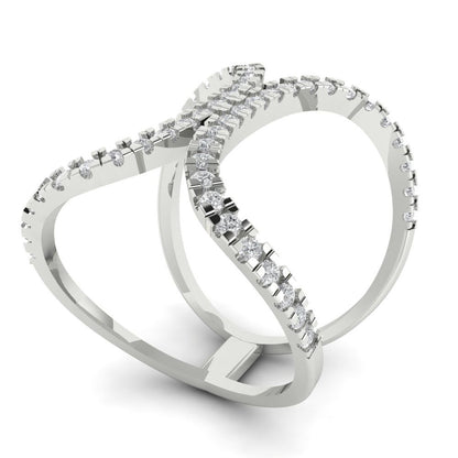 0.5 cttw Moissanite Statement Engagement Ring - Solid White Gold (VVS1, Round Cut,1.3mm)