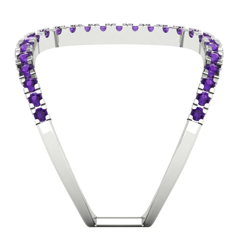 0.5 cttw Natural Amethyst Statement Engagement Ring - Solid White Gold (VVS1, Round Cut,1.3mm)