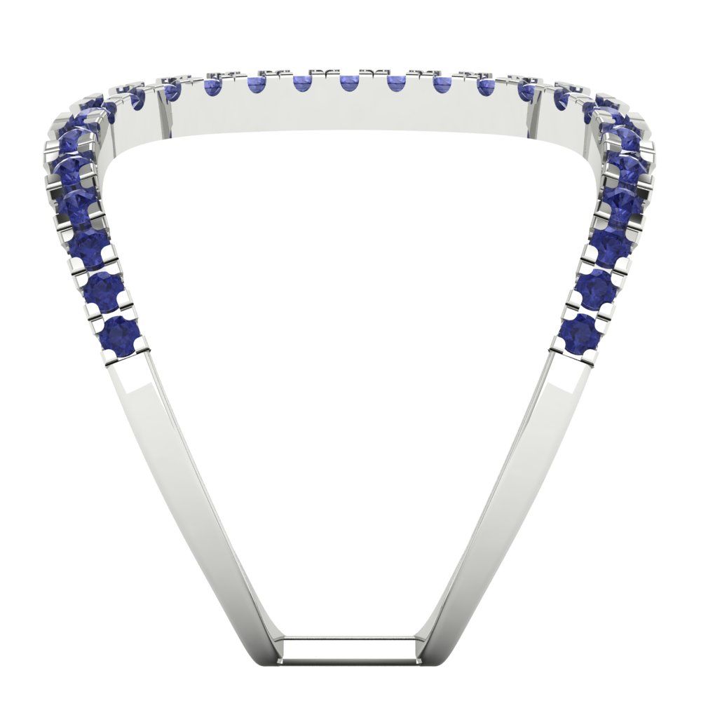 0.5 cttw Simulated Tanzanite Statement Engagement Ring - Solid White Gold (VVS1, Round Cut,1.3mm)