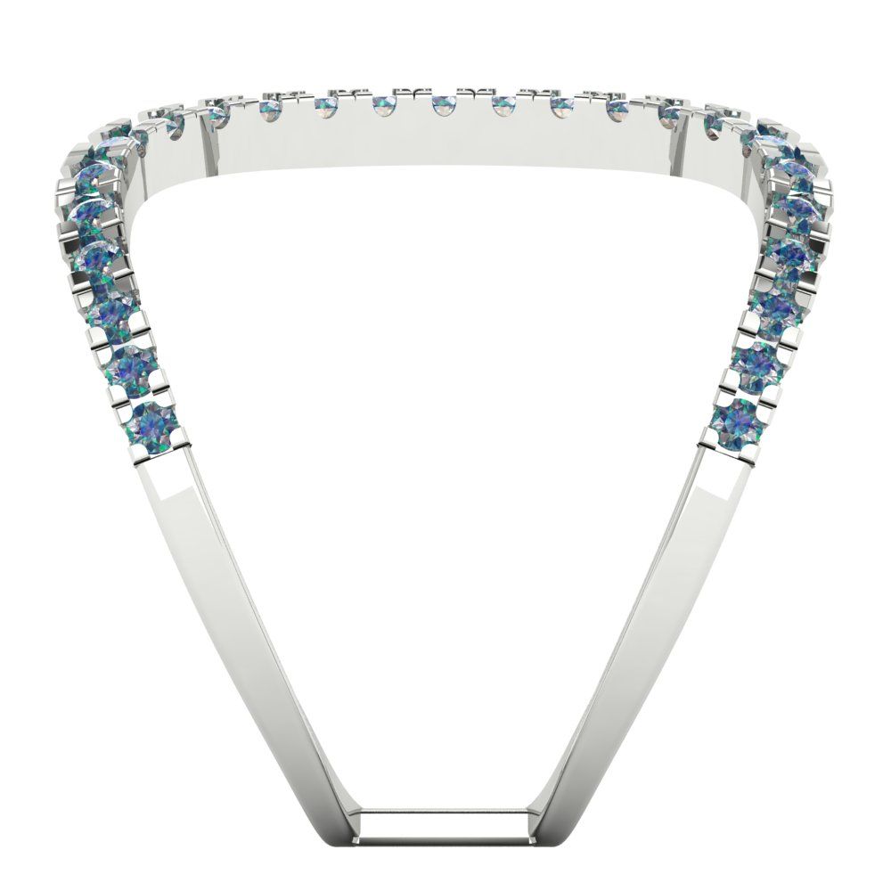 0.5 cttw Blue Moissanite Statement Engagement Ring - Solid White Gold (VVS1, Round Cut,1.3mm)