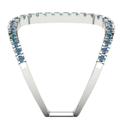 0.5 cttw Blue Moissanite Statement Engagement Ring - Solid White Gold (VVS1, Round Cut,1.3mm)