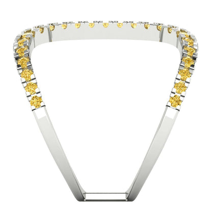0.5 cttw Zirconia Simulated Yellow Diamond Statement Engagement Ring - Solid White Gold (VVS1, Round Cut,1.3mm)