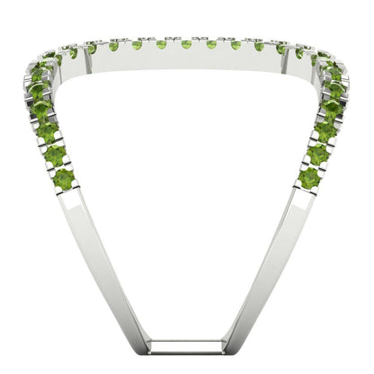 0.5 cttw Natural Peridot Statement Engagement Ring - Solid White Gold (VVS1, Round Cut,1.3mm)