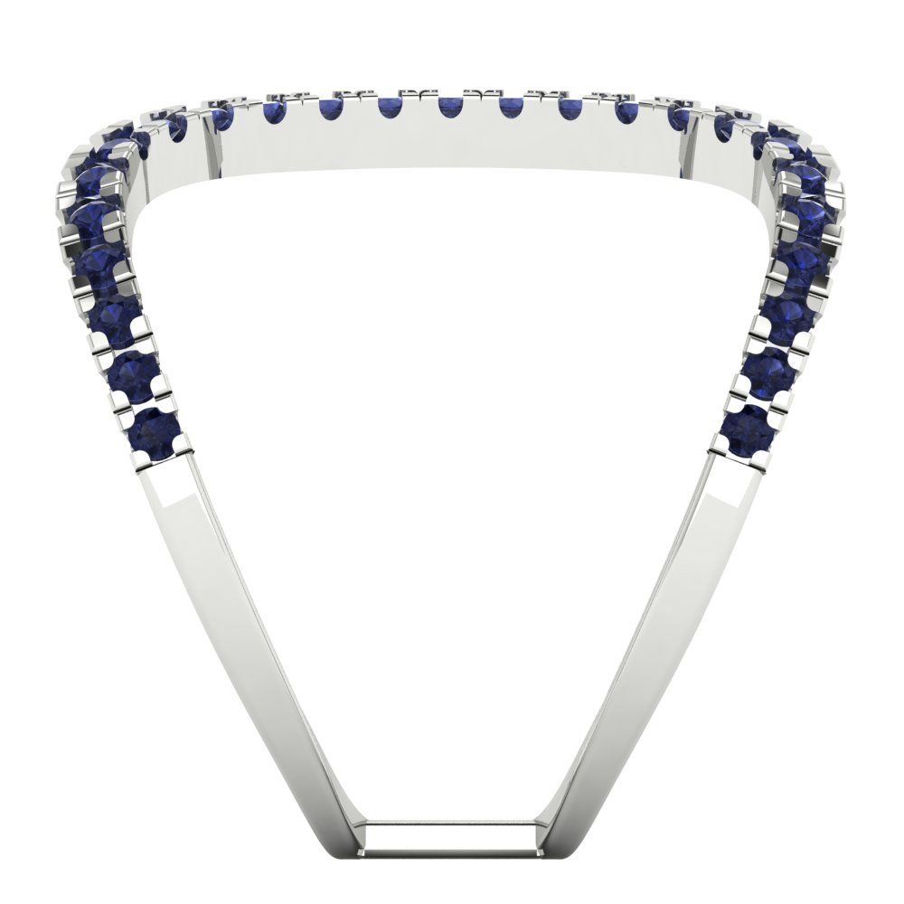 0.5 cttw Simulated Blue Sapphire Statement Engagement Ring - Solid White Gold (VVS1, Round Cut,1.3mm)