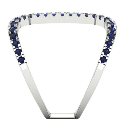 0.5 cttw Simulated Blue Sapphire Statement Engagement Ring - Solid White Gold (VVS1, Round Cut,1.3mm)