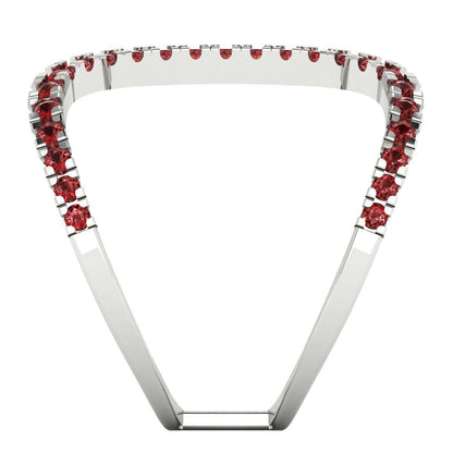 0.5 cttw Natural Garnet Statement Engagement Ring - Solid White Gold (VVS1, Round Cut,1.3mm)