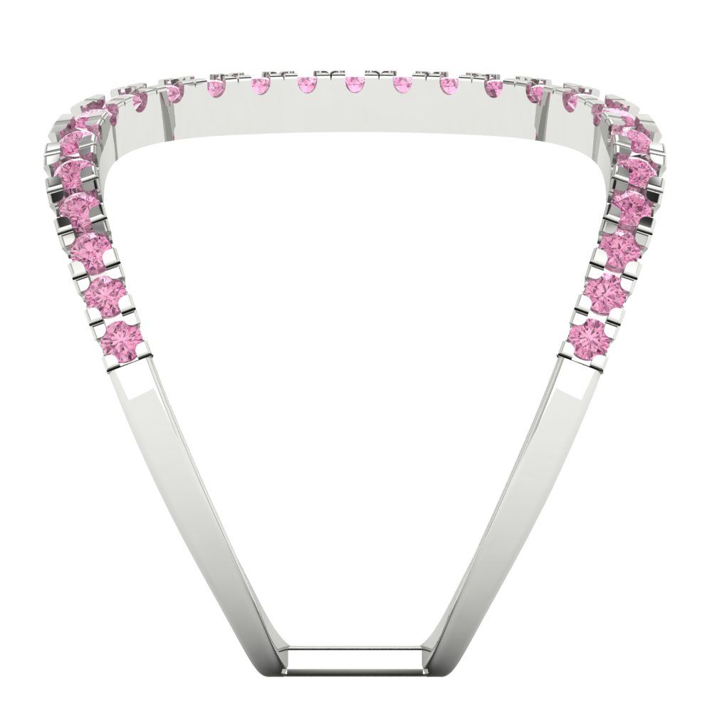 0.5 cttw Zirconia Simulated Pink Diamond Statement Engagement Ring - Solid White Gold (VVS1, Round Cut,1.3mm)