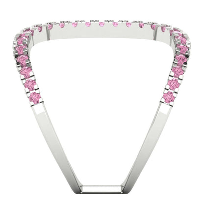 0.5 cttw Zirconia Simulated Pink Diamond Statement Engagement Ring - Solid White Gold (VVS1, Round Cut,1.3mm)