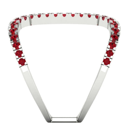 0.5 cttw Simulated Ruby Statement Engagement Ring - Solid White Gold (VVS1, Round Cut,1.3mm)
