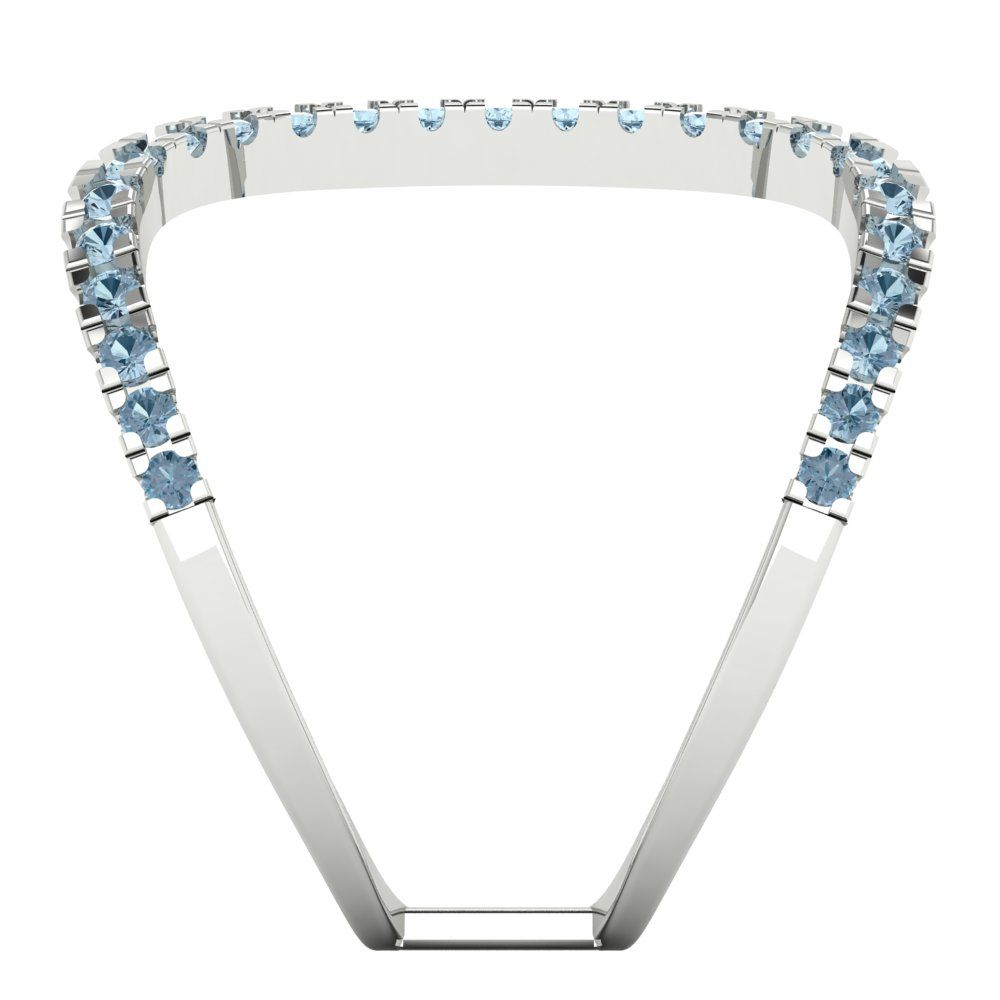 0.5 cttw Natural Aquamarine Statement Engagement Ring - Solid White Gold (VVS1, Round Cut,1.3mm)