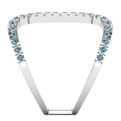0.5 cttw Natural Aquamarine Statement Engagement Ring - Solid White Gold (VVS1, Round Cut,1.3mm)