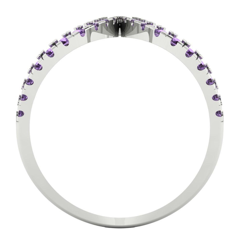 0.5 cttw Simulated Alexandrite Statement Engagement Ring - Solid White Gold (VVS1, Round Cut,1.3mm)