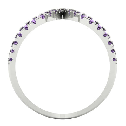 0.5 cttw Simulated Alexandrite Statement Engagement Ring - Solid White Gold (VVS1, Round Cut,1.3mm)