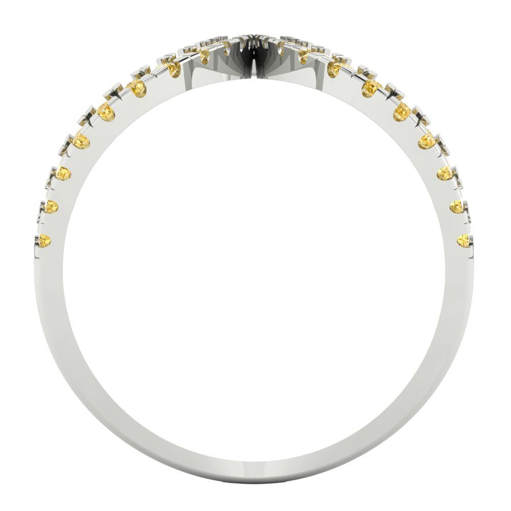 0.5 cttw Zirconia Simulated Yellow Diamond Statement Engagement Ring - Solid White Gold (VVS1, Round Cut,1.3mm)