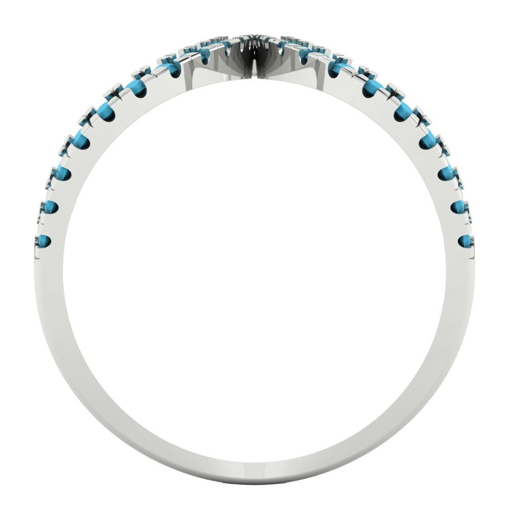 0.5 cttw Simulated Turquoise Statement Engagement Ring - Solid White Gold (VVS1, Round Cut,1.3mm)