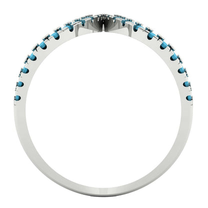 0.5 cttw Simulated Turquoise Statement Engagement Ring - Solid White Gold (VVS1, Round Cut,1.3mm)