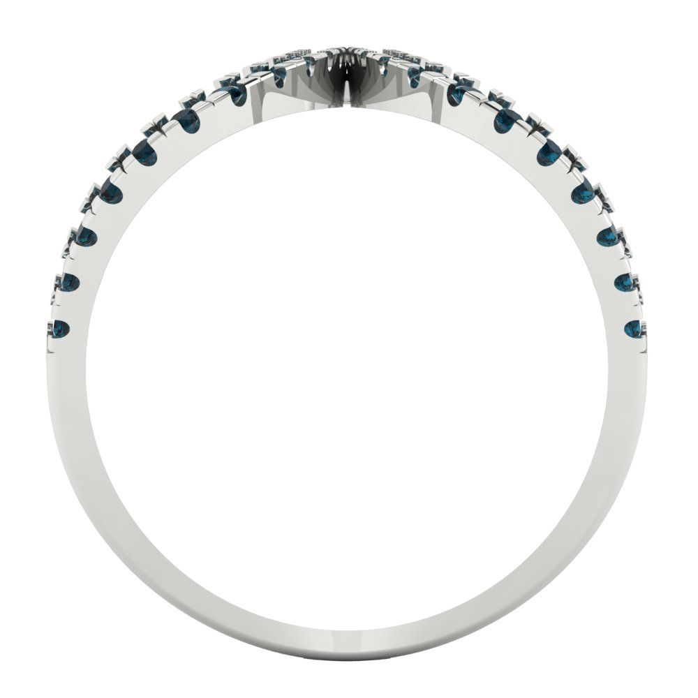 0.5 cttw Natural London Blue Topaz Statement Engagement Ring - Solid White Gold (VVS1, Round Cut,1.3mm)
