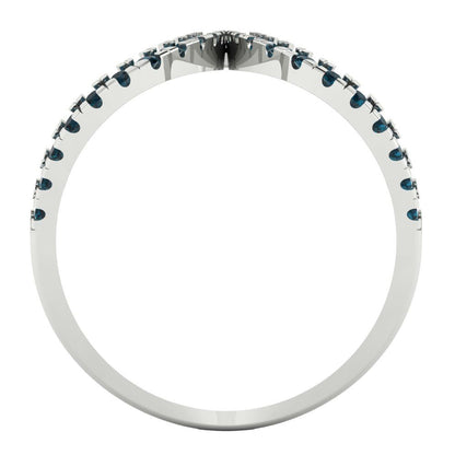 0.5 cttw Natural London Blue Topaz Statement Engagement Ring - Solid White Gold (VVS1, Round Cut,1.3mm)