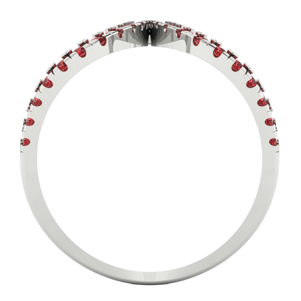 0.5 cttw Natural Garnet Statement Engagement Ring - Solid White Gold (VVS1, Round Cut,1.3mm)