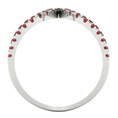 0.5 cttw Natural Garnet Statement Engagement Ring - Solid White Gold (VVS1, Round Cut,1.3mm)
