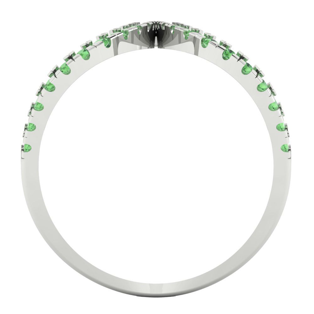 0.5 cttw Zirconia Simulated Green Diamond Statement Engagement Ring - Solid White Gold (VVS1, Round Cut,1.3mm)