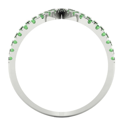 0.5 cttw Zirconia Simulated Green Diamond Statement Engagement Ring - Solid White Gold (VVS1, Round Cut,1.3mm)
