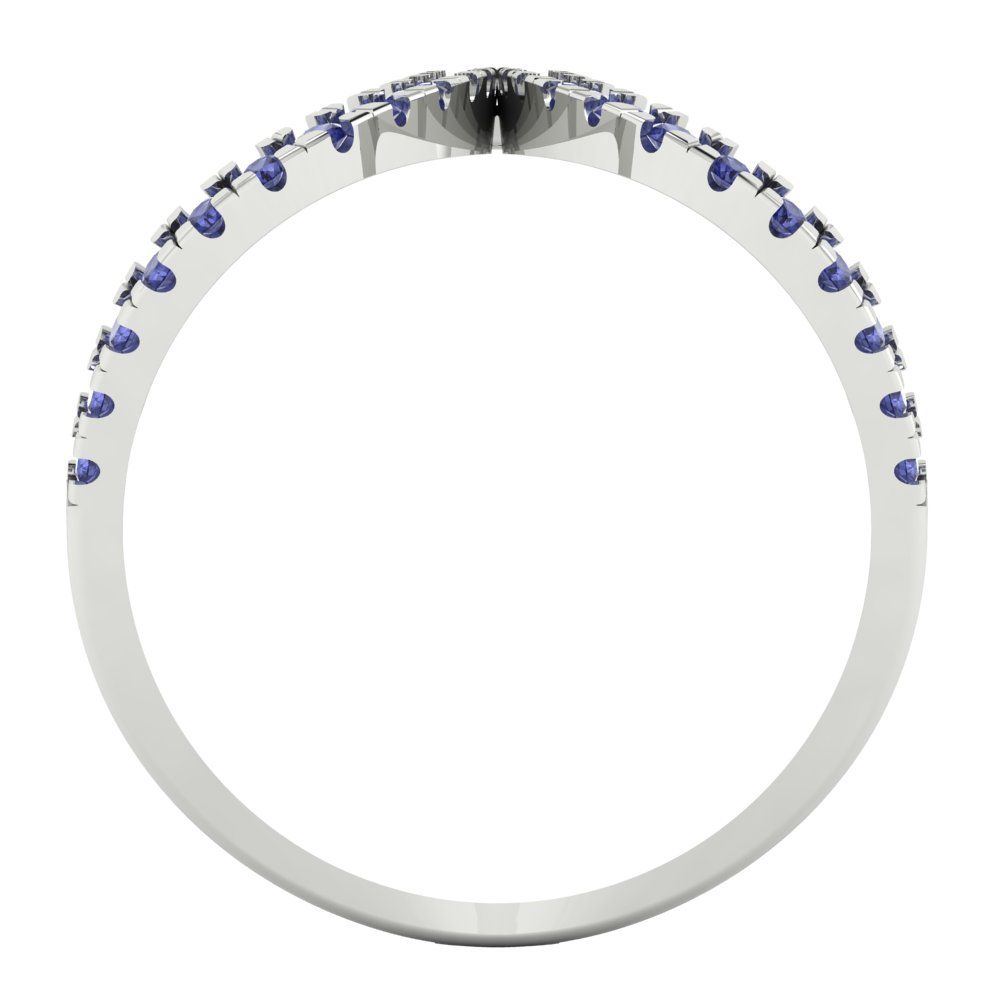 0.5 cttw Simulated Tanzanite Statement Engagement Ring - Solid White Gold (VVS1, Round Cut,1.3mm)