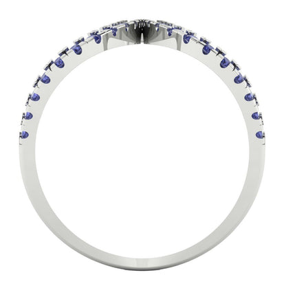 0.5 cttw Simulated Tanzanite Statement Engagement Ring - Solid White Gold (VVS1, Round Cut,1.3mm)