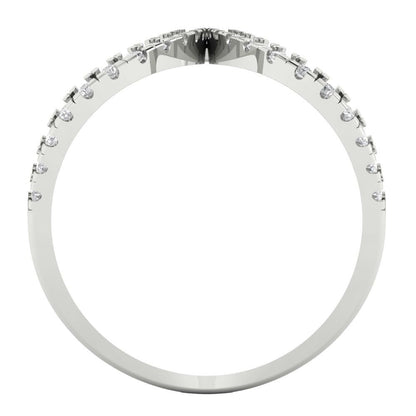 0.5 cttw White Sapphire Statement Engagement Ring - Solid White Gold (VVS1, Round Cut,1.3mm)