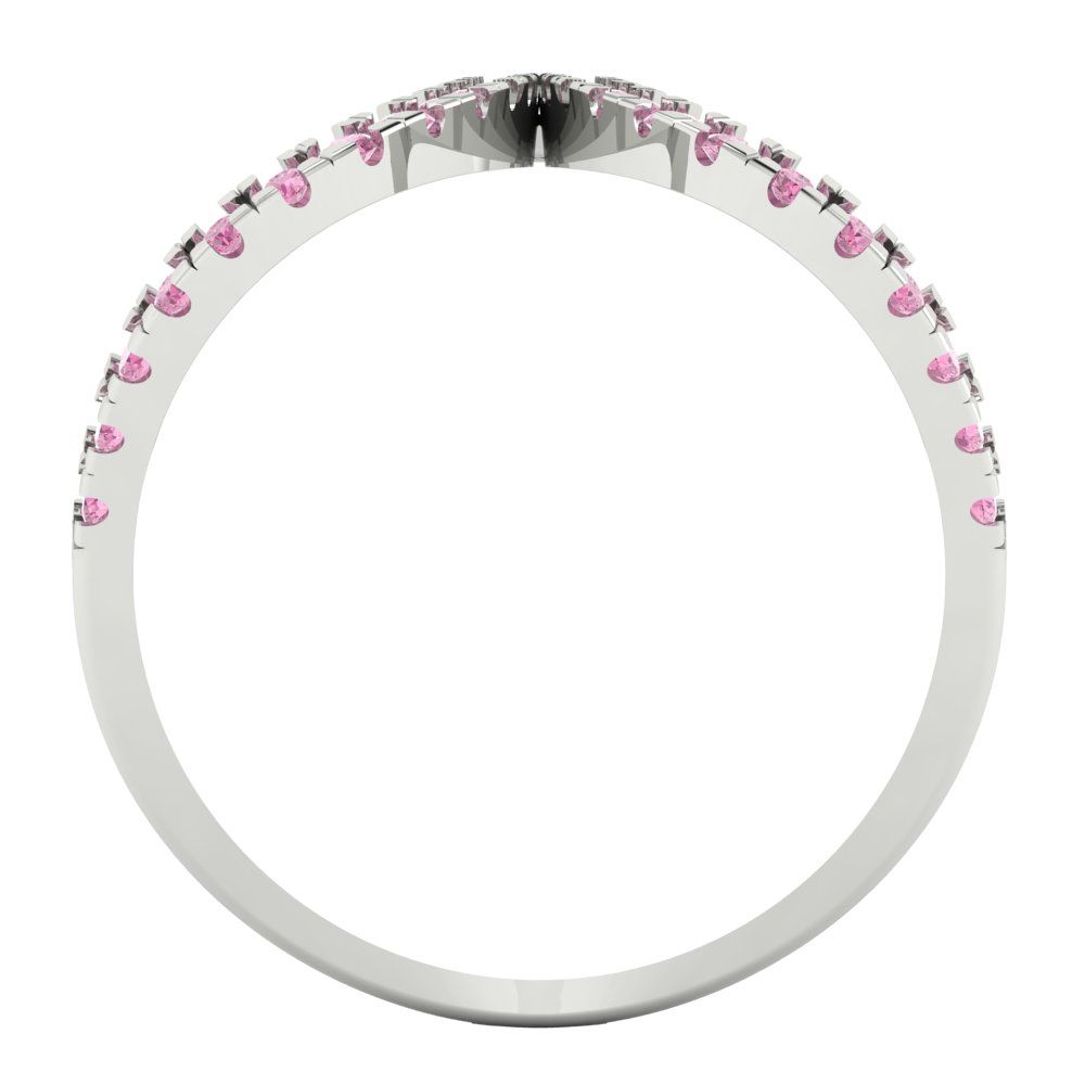 0.5 cttw Zirconia Simulated Pink Diamond Statement Engagement Ring - Solid White Gold (VVS1, Round Cut,1.3mm)
