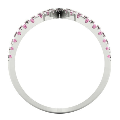 0.5 cttw Zirconia Simulated Pink Diamond Statement Engagement Ring - Solid White Gold (VVS1, Round Cut,1.3mm)