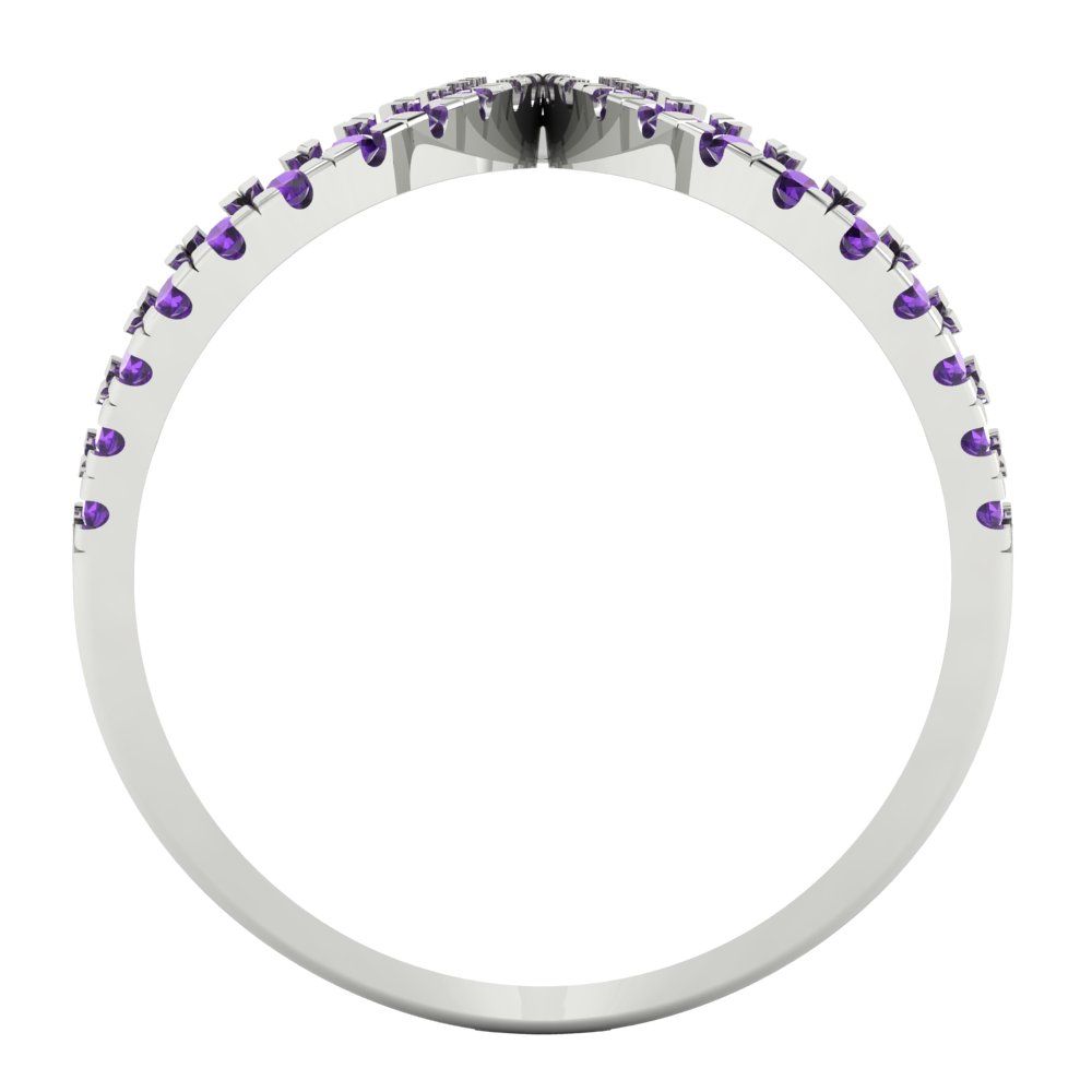 0.5 cttw Natural Amethyst Statement Engagement Ring - Solid White Gold (VVS1, Round Cut,1.3mm)