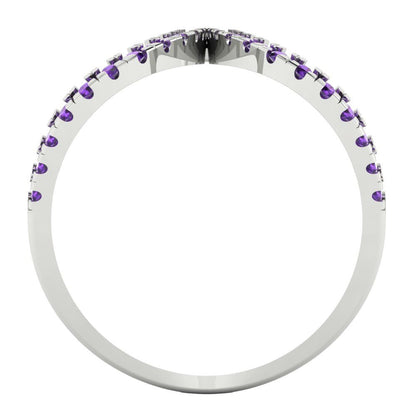 0.5 cttw Natural Amethyst Statement Engagement Ring - Solid White Gold (VVS1, Round Cut,1.3mm)