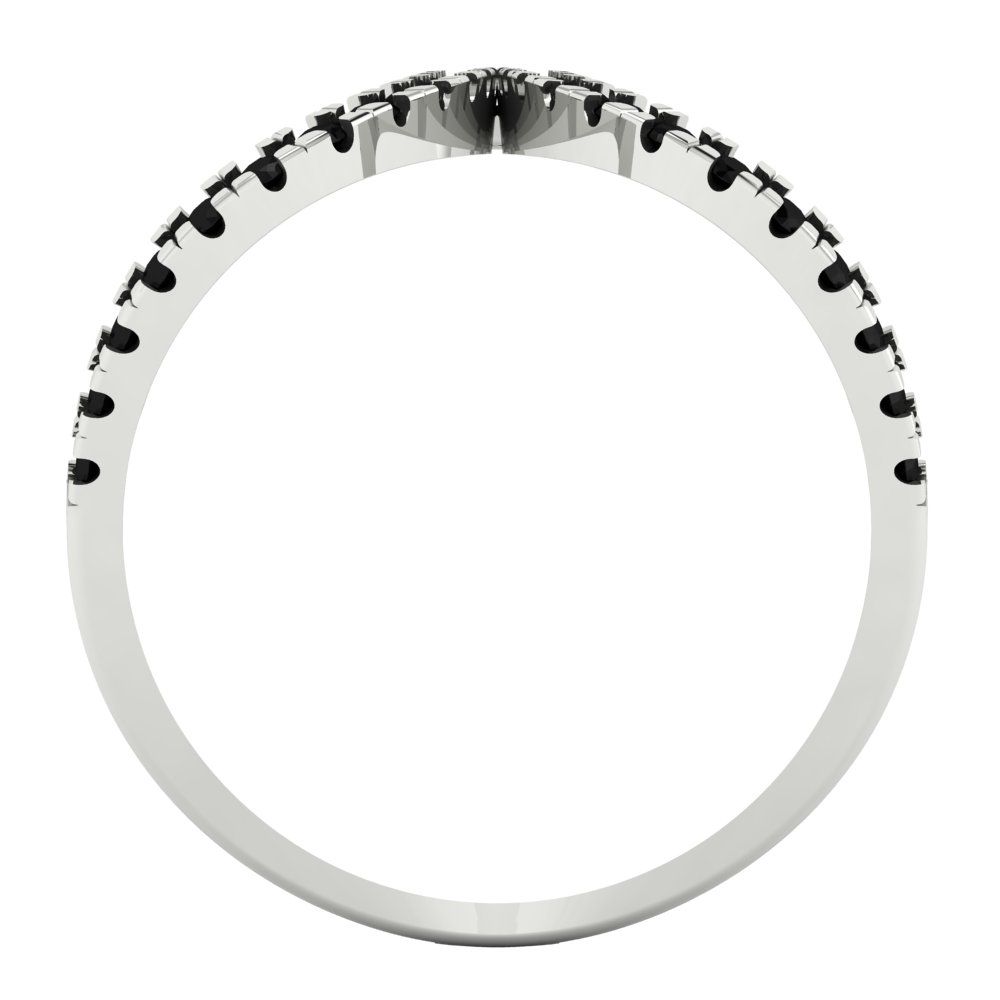 0.5 cttw Natural Onyx Statement Engagement Ring - Solid White Gold (VVS1, Round Cut,1.3mm)