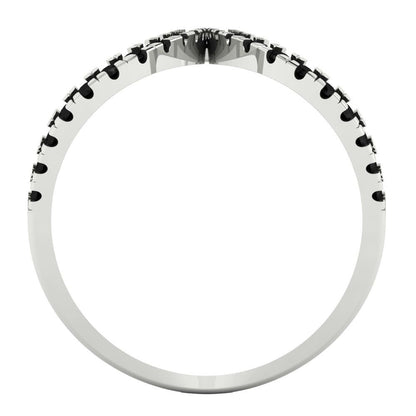 0.5 cttw Natural Onyx Statement Engagement Ring - Solid White Gold (VVS1, Round Cut,1.3mm)