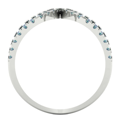 0.5 cttw Blue Moissanite Statement Engagement Ring - Solid White Gold (VVS1, Round Cut,1.3mm)