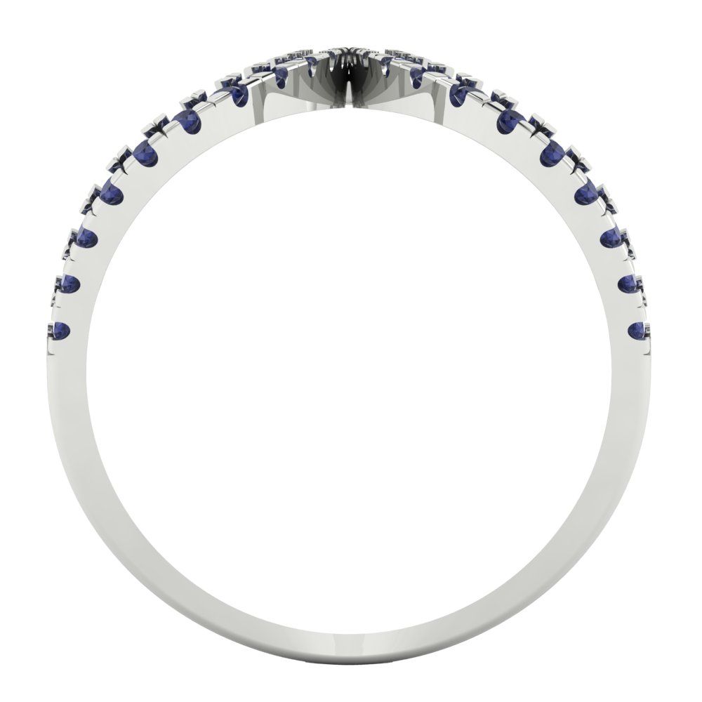0.5 cttw Simulated Blue Sapphire Statement Engagement Ring - Solid White Gold (VVS1, Round Cut,1.3mm)