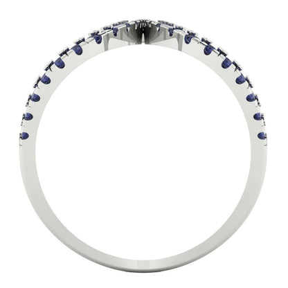 0.5 cttw Simulated Blue Sapphire Statement Engagement Ring - Solid White Gold (VVS1, Round Cut,1.3mm)