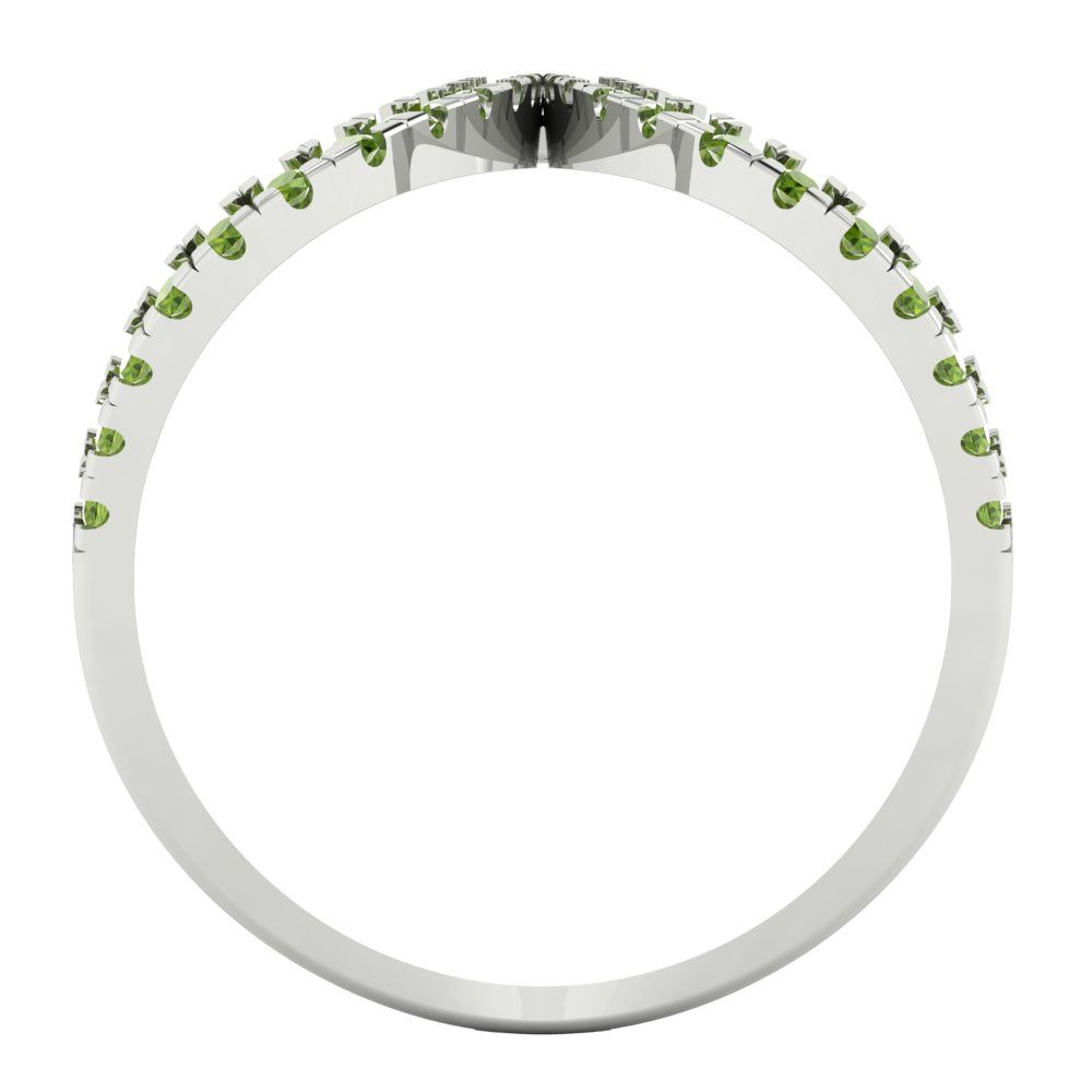 0.5 cttw Natural Peridot Statement Engagement Ring - Solid White Gold (VVS1, Round Cut,1.3mm)