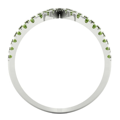 0.5 cttw Natural Peridot Statement Engagement Ring - Solid White Gold (VVS1, Round Cut,1.3mm)