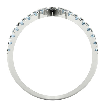 0.5 cttw Natural Aquamarine Statement Engagement Ring - Solid White Gold (VVS1, Round Cut,1.3mm)