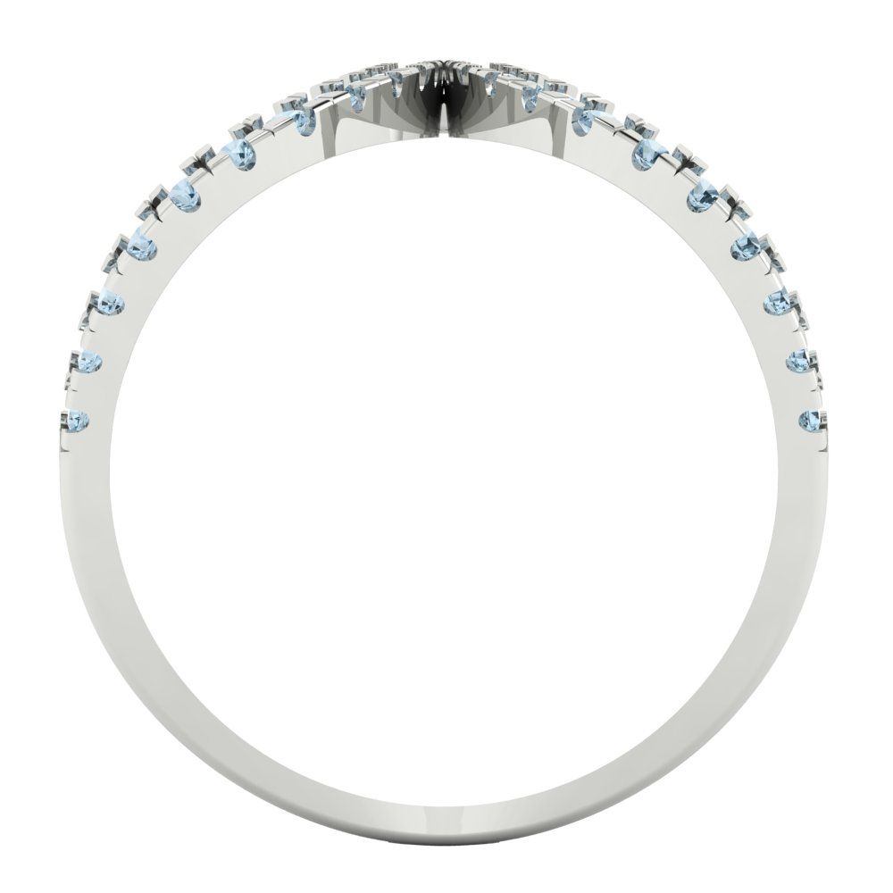 0.5 cttw Natural Swiss Blue Topaz Statement Engagement Ring - Solid White Gold (VVS1, Round Cut,1.3mm)