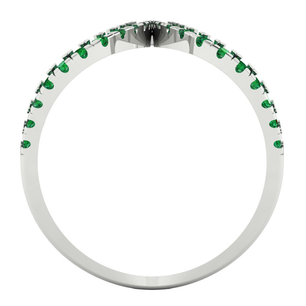 0.5 cttw Simulated Emerald Statement Engagement Ring - Solid White Gold (VVS1, Round Cut,1.3mm)