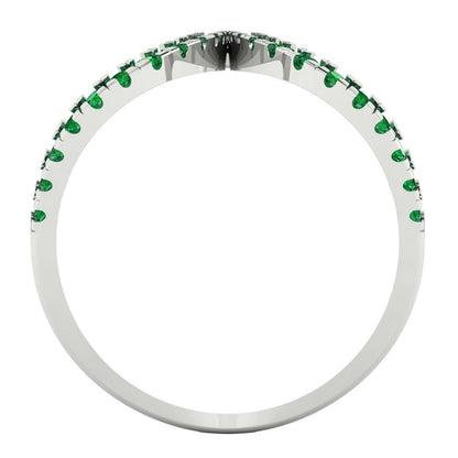 0.5 cttw Simulated Emerald Statement Engagement Ring - Solid White Gold (VVS1, Round Cut,1.3mm)