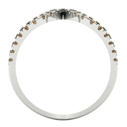 0.5 cttw Zirconia Simulated Champagne Diamond Statement Engagement Ring - Solid White Gold (VVS1, Round Cut,1.3mm)