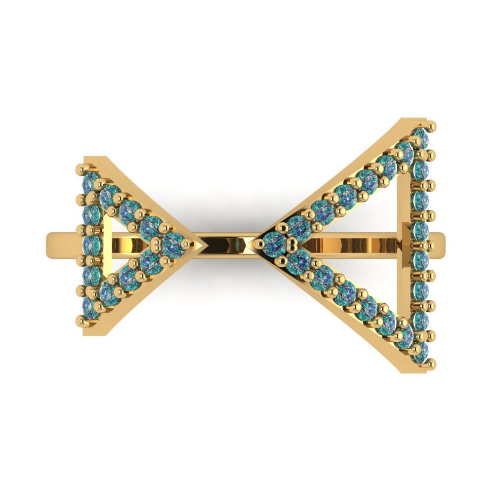 0.2475 cttw Blue Moissanite Statement Engagement Ring - Solid Gold (Round Cut,1.2mm)