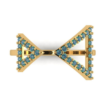 0.2475 cttw Blue Moissanite Statement Engagement Ring - Solid Gold (Round Cut,1.2mm)