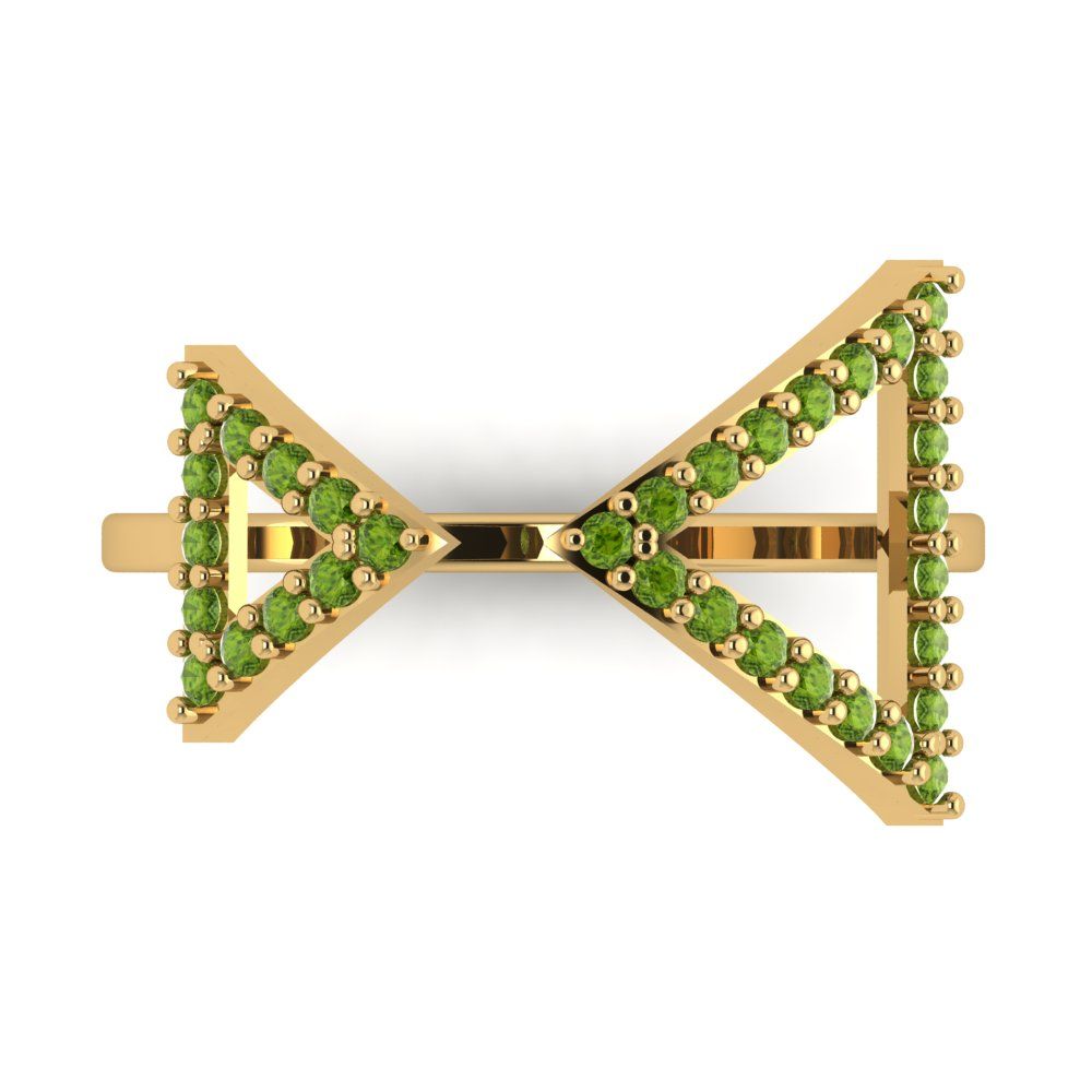 0.2475 cttw Natural Peridot Statement Engagement Ring - Solid Gold (Round Cut,1.2mm)