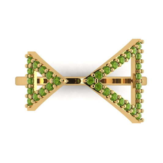 0.2475 cttw Natural Peridot Statement Engagement Ring - Solid Yellow Gold (VVS1, Round Cut,1.2mm)
