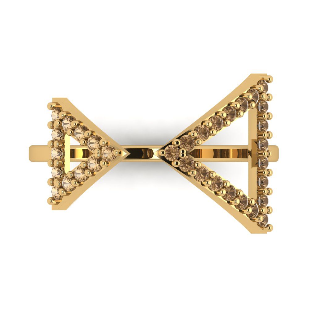 0.2475 cttw Zirconia Simulated Champagne Diamond Statement Engagement Ring - Solid Gold (VVS1, Round Cut,1.2mm)